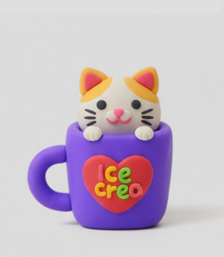 Kawaii Heart Mug Kitty Clay