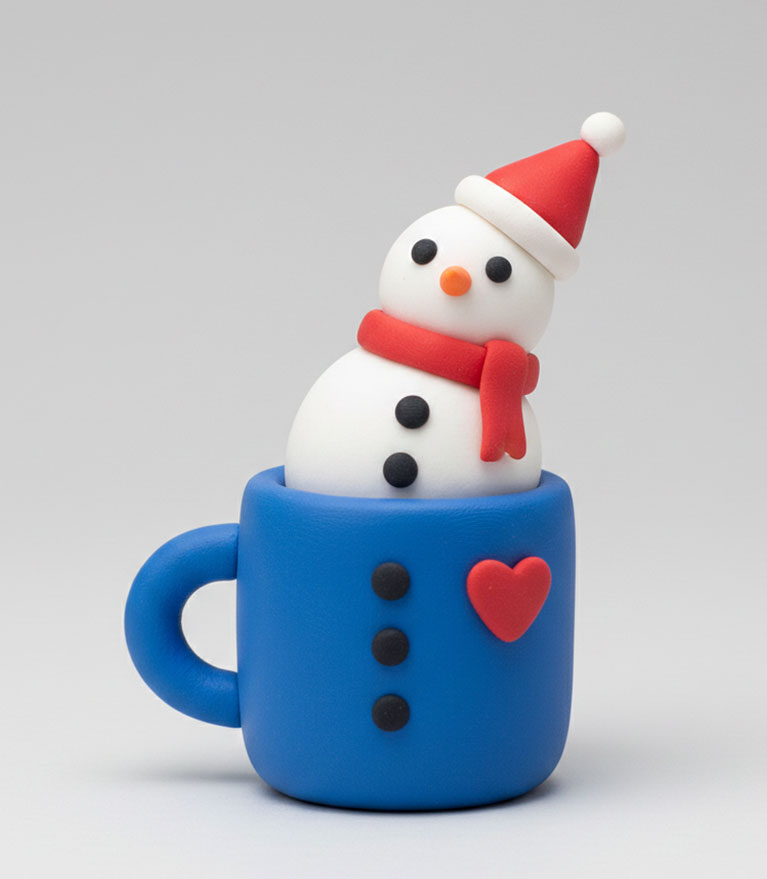 Handmade Winter Cocoa Snowman Clay