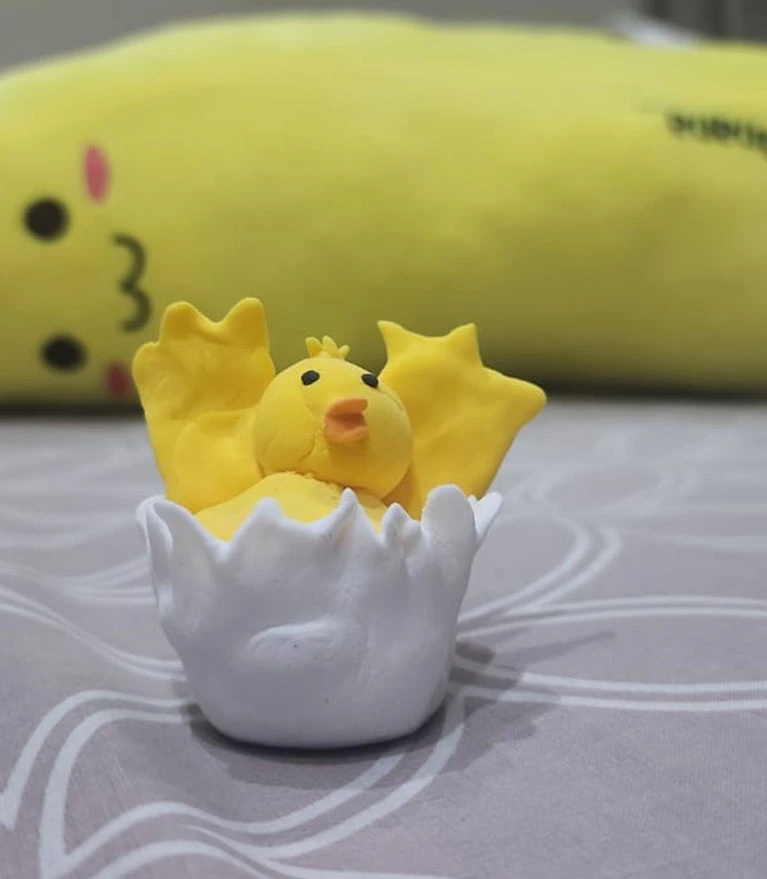 Handmade "Happy Hatchling" Clay Figurine